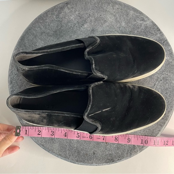 Vince. Preston Black Velvet Slip On Sneakers Shoes 8 - Picture 13 of 14